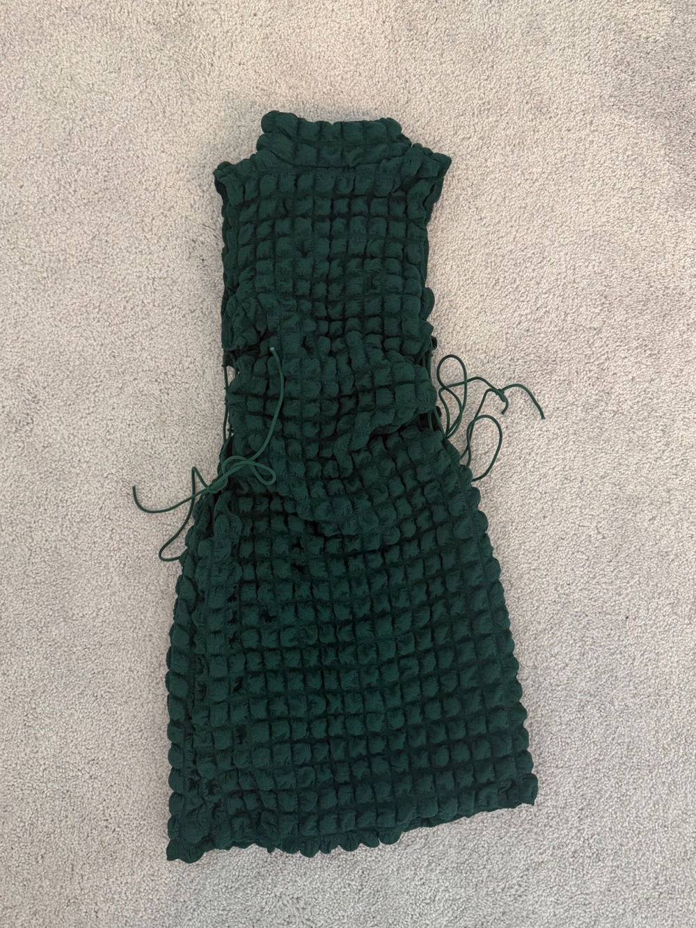 Commense Dark Green Textured Mini Dress